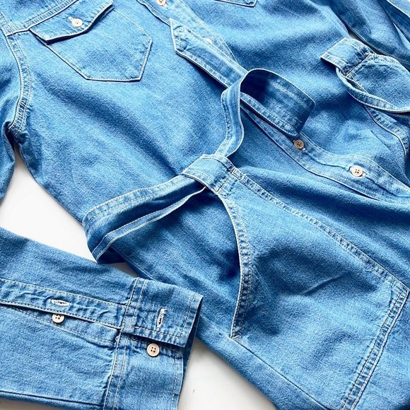 J Crew Denim Shirtdress With Tie belt - Picture 15 of 16